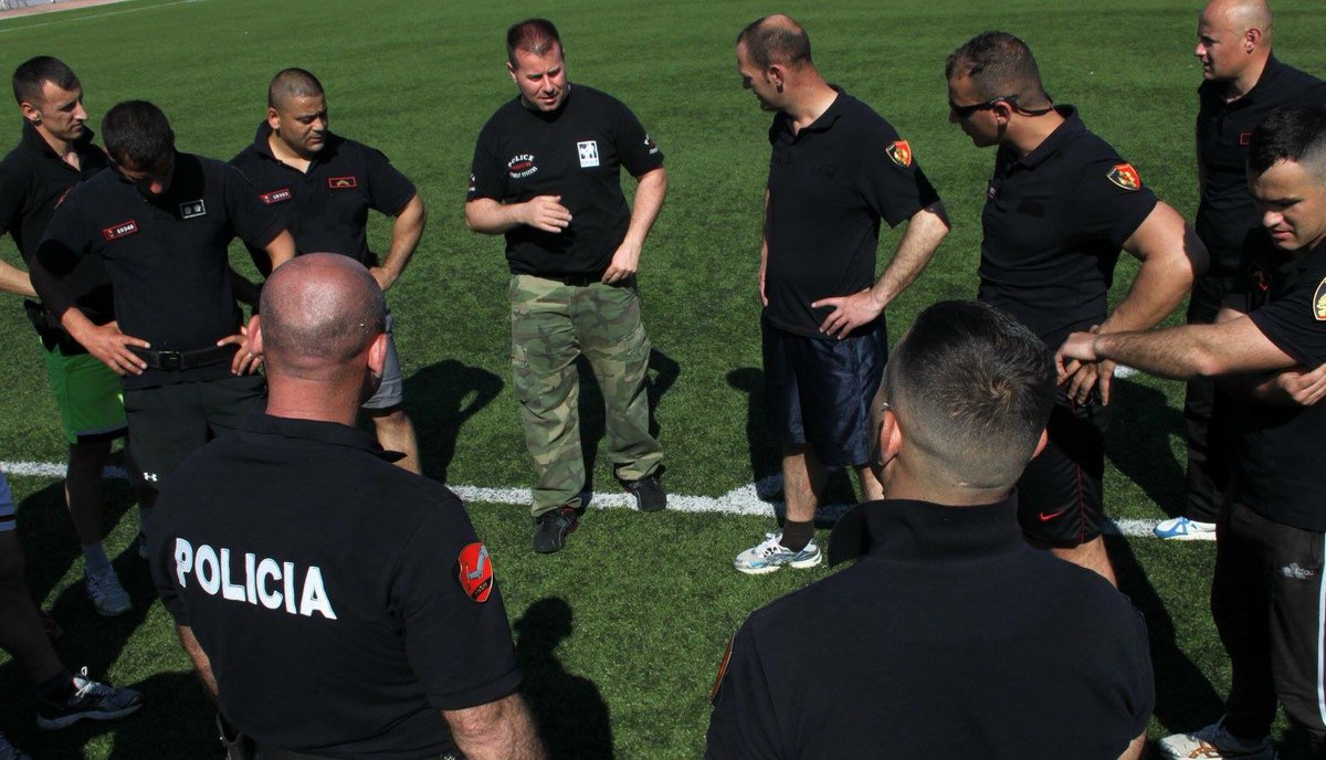 CommandoDefense's tweet image. Police / Military Instructor Uliks Gjonaj - during training with Special Unit Police in Tirana FNSH.