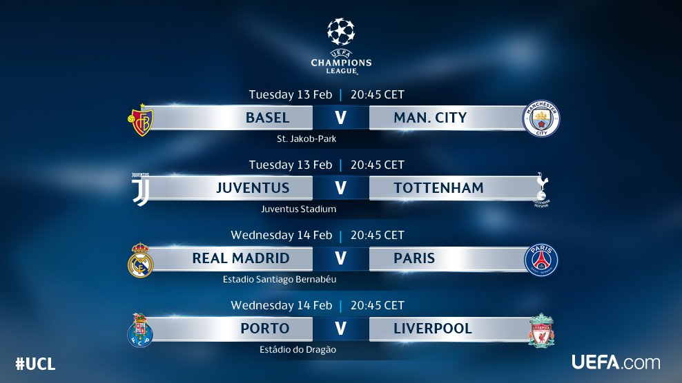 2018 ucl fixtures