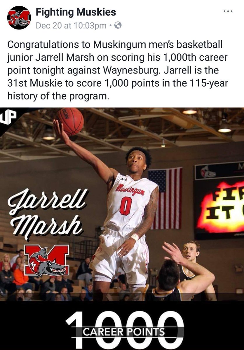 jerome_marsh's tweet image. @espn @SportsCenter @ESPN3030 DAILY plea to get his STORY told. Jarrell Marsh was the 31st player to score a 1000 pts in Muskingum University school history and died the next morning in a fatal car accident