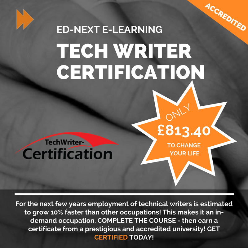 DID YOU KNOW - the annual income for technical writers ranges between £55,000 to £82,500? Get an ACCREDITED qualification today with this Techwriter Certification from Ed-Next - for just £813.40! #BizHour #SouthWestHour #TechWriterCertification #EdNext