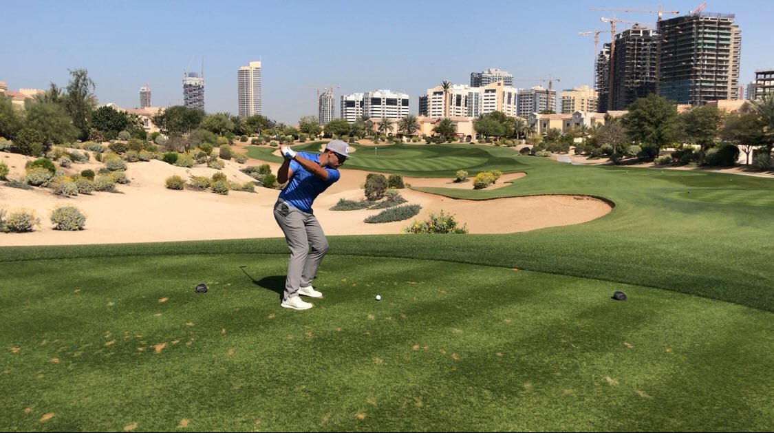 dbprogolf's tweet image. Performing in Dubai! #DB #dbprogolf #nofilter #dubai #blacktee #open #emiratesgolf #golfcoaching #3i #par3 @cobragolf @pumagolf