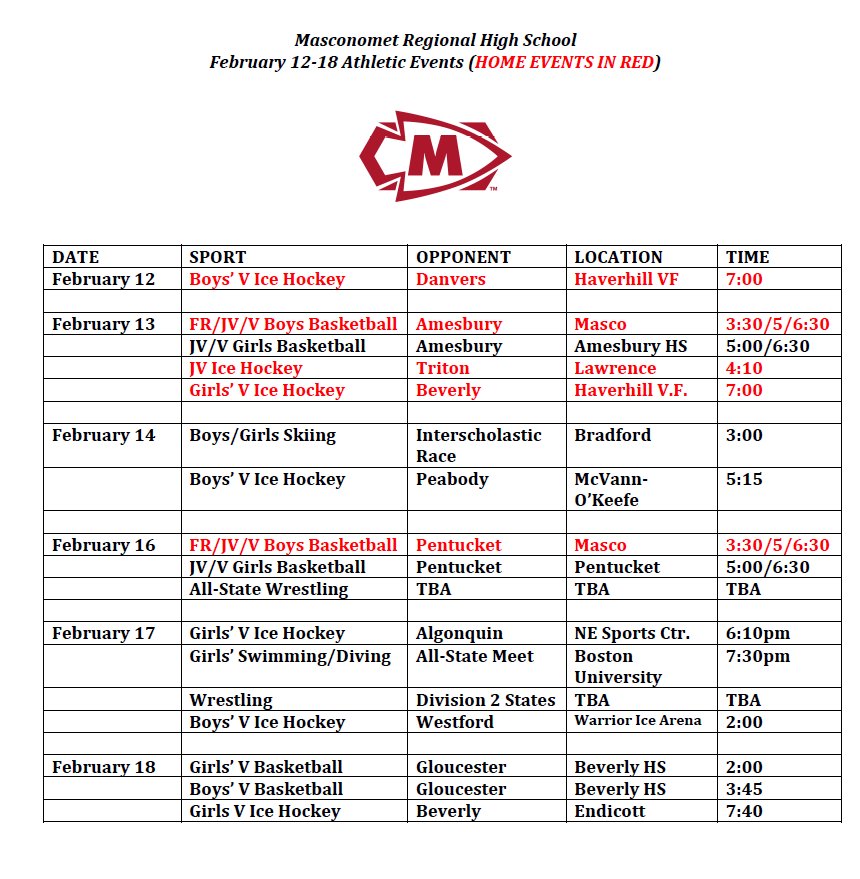 mascoschools's tweet photo. Masco Athletics Events February 12-18 https://t.co/1dQiA7bjuf