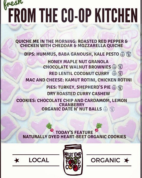WestendFoodCoop's tweet photo. Today our own #coopkitchen is at the @soraurenfarmmkt with a menu full of love.. and #vegan Heart-beet cookies. Pick up some good food on your way home this afternoon 3-7pm in @SoraurenPark #eatlocal #lovelocal https://t.co/JauKIhbR0k
