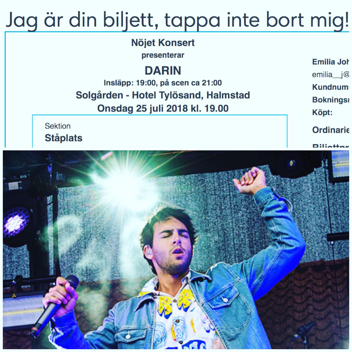 EmiliiaJ's tweet photo. När man inte nöjer sig med 9 inbokade konserter utan bokar den 10:e! 👏🎶😍 Wääj ses i vår och sommar bästa Darin 🎈Så taggad 🌟🎉 @DarinOfficial https://t.co/ebyEVbTbwQ