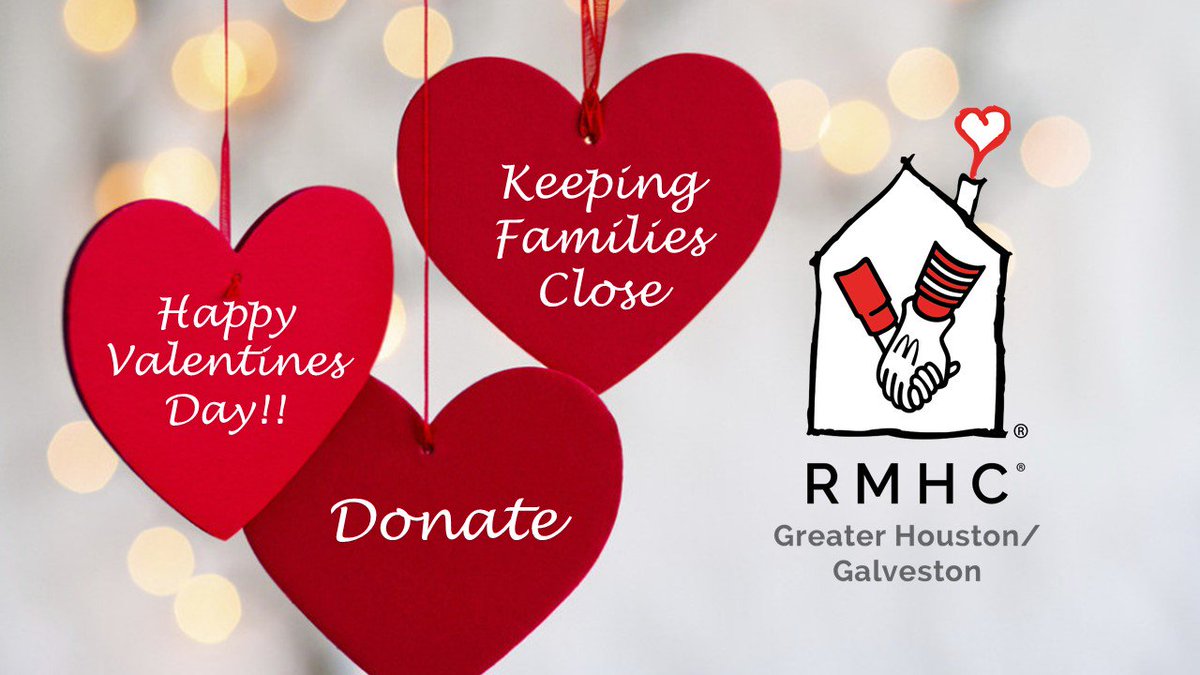 Happy Valentine’s Day!! Open your hearts &amp; donate to Ronald McDonald’s House Charities of Greater Houston. Our mission is to create, find &amp; support programs that directly improve the health &amp; well-being of children; with your #love and #support we can keep families together.
