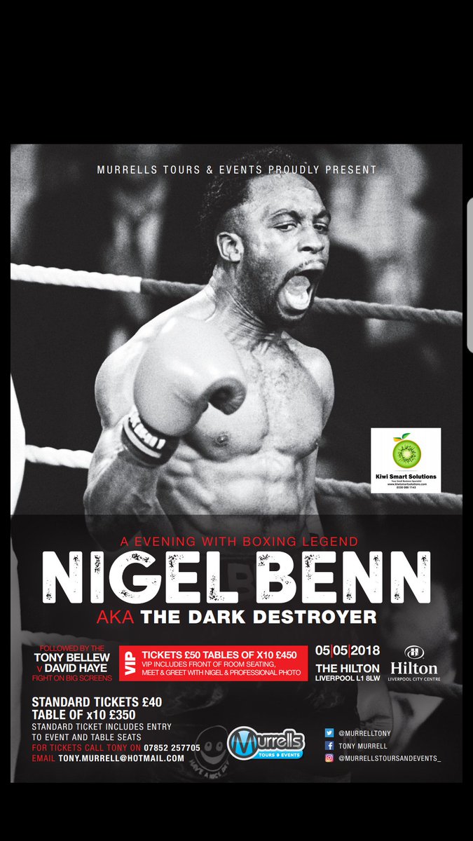 Competition to win a pair of tkts to see this Boxing Legend <a href="/NigelGBenn/">Nigel Benn</a> <a href="/hiltonliverpool/">Hilton Liverpool</a> Sat 5th May just RT&amp;LIKE
👊👊