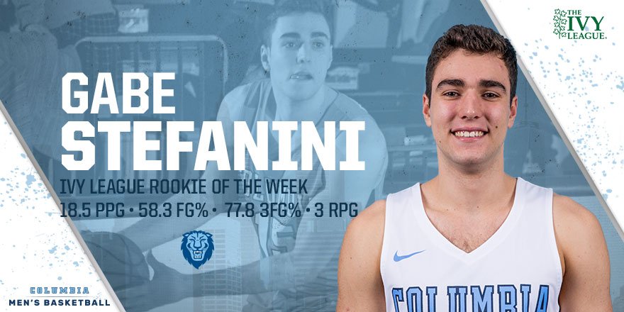 ✌🏼 <a href="/IvyLeague/">Ivy League</a> Rookie of the Week honors for Gabe Stefanini in the past three weeks! #ColumbiaMBB 
gocolumbialions.com/ViewArticle.db…