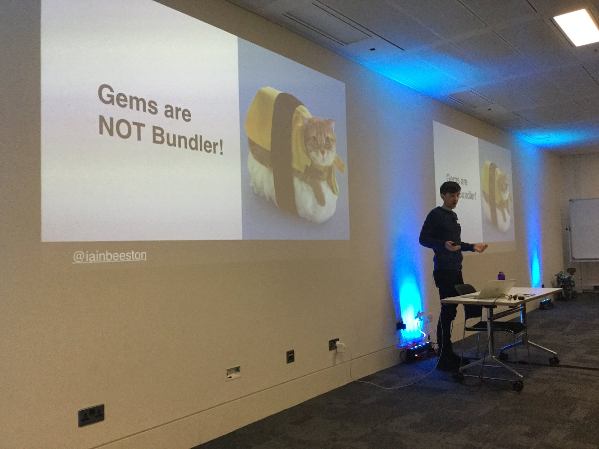 codescrum's tweet image. @iainbeeston talks about "Things I wish I'd known about #Ruby #Gems @ #lrug