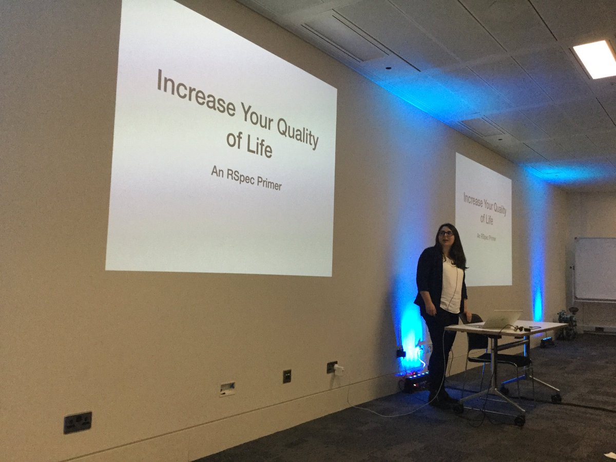 codescrum's tweet image. @elenatanasoiu talks about "Increase your quality of life: An RSpec primer" #lrug #ruby