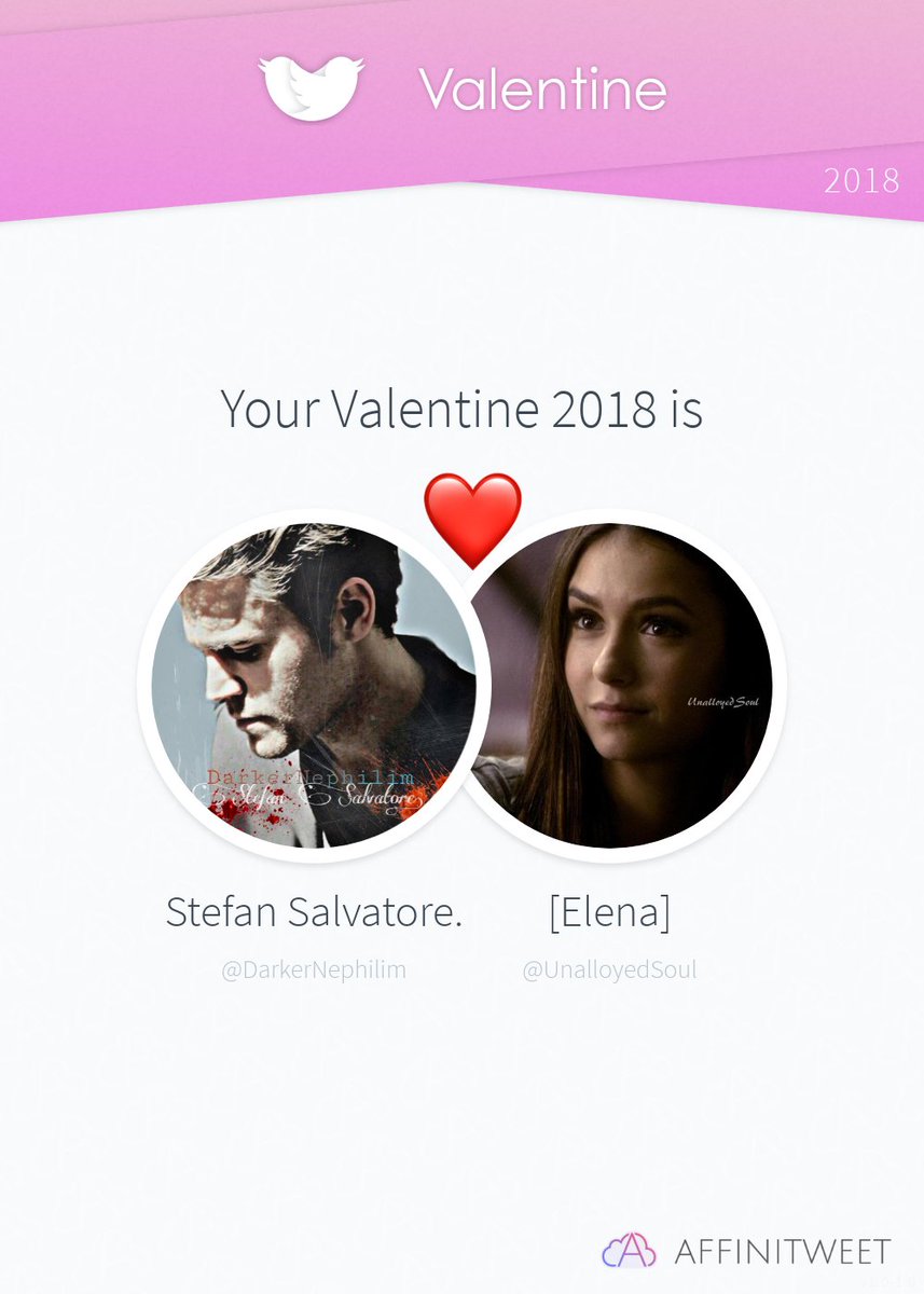 #Affinitweet Valentine
This year you're mine <a href="/UnalloyedSoul/">[ᴇʟᴇɴᴀ]</a>! ❤️
And you, whom will be yours?
via affinitweet.com/valentine
