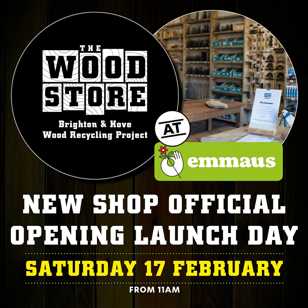 woodrecycling's tweet photo. New shop launch day @emmausbrighton this Saturday 17th Feb. Come and see our biggest range of tables and products, brackets, paints. Win vouchers, meet the carpenter, ask questions, get advice! Come along and see us!! Events starts at 11am. https://t.co/NEN2ExatJG