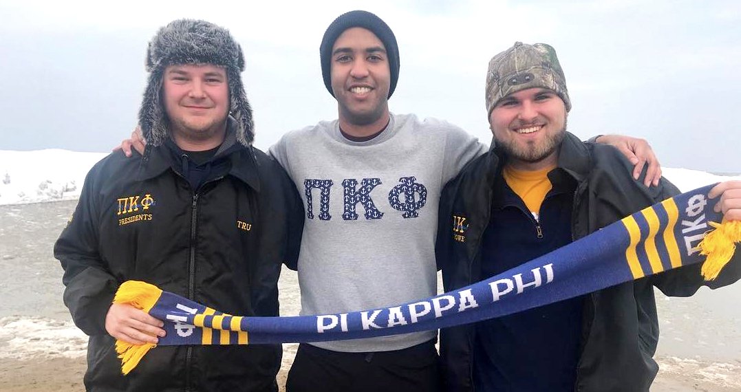 PiKappaPhi's tweet photo. Brothers of Eta Lambda (@Bport_PiKapps) participated in the Polar Plunge this past weekend, jumping into ice-cold Lake Ontario to benefit @SpecialOlympics. ⚔️ https://t.co/Eq2q2tnGN8 https://t.co/I0lGDHgY0R