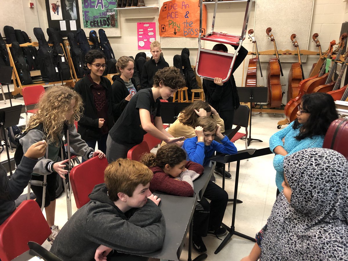 KealingBand's tweet photo. @KTXHornets Hinojosa/Jarrott Advisory doing our rendition of the Greensboro sit-in movement. https://t.co/PfFgupBfEV