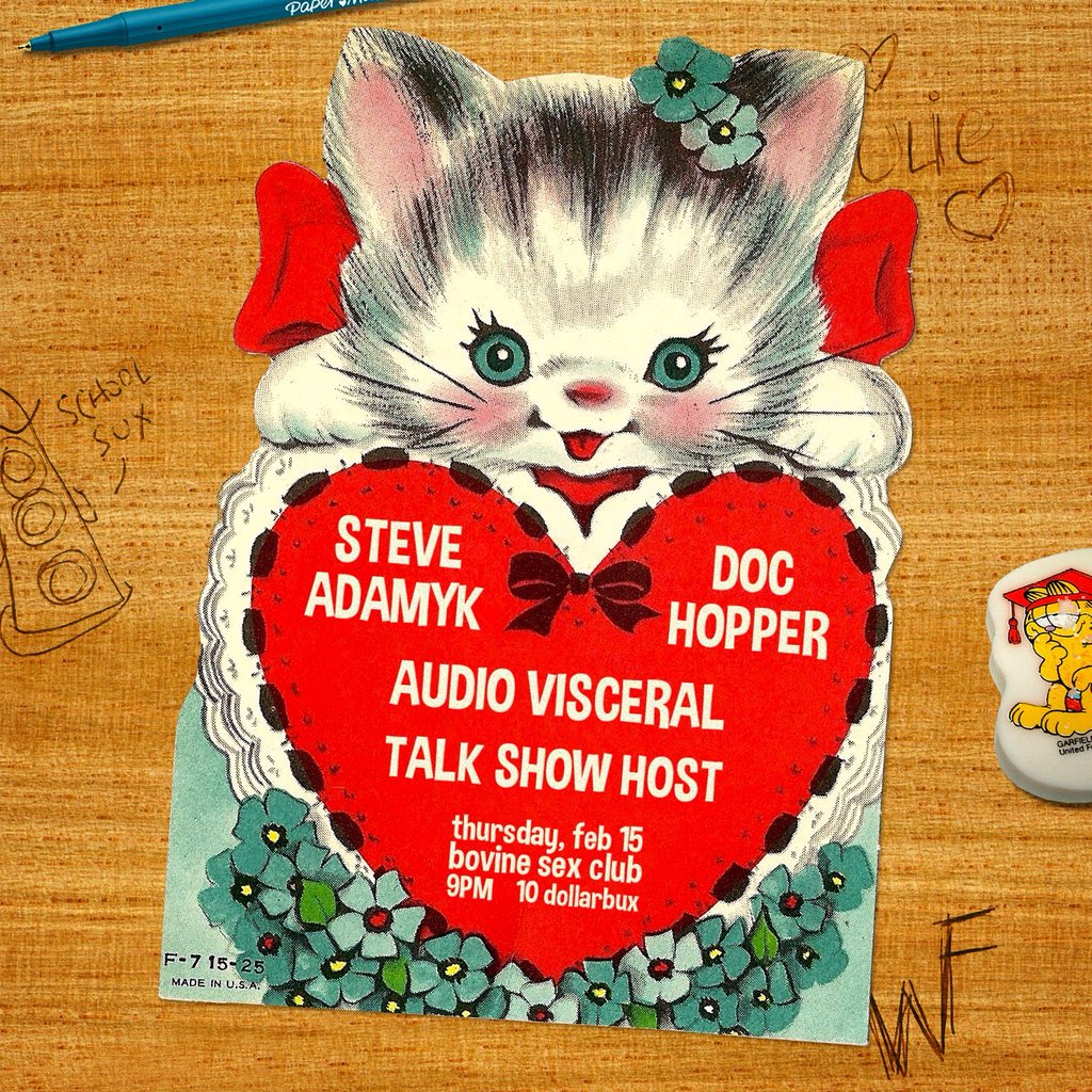 THURSDAY AT THE BOVINE! We’re opening for some favourites: <a href="/Adamyk/">Steve Adamyk</a> <a href="/dochopperpunk/">Doc Hopper</a> and <a href="/AudioVisceral_/">Audio Visceral</a> !! Sponsored by @beausallnatural too, so GET TO IT PLZ.