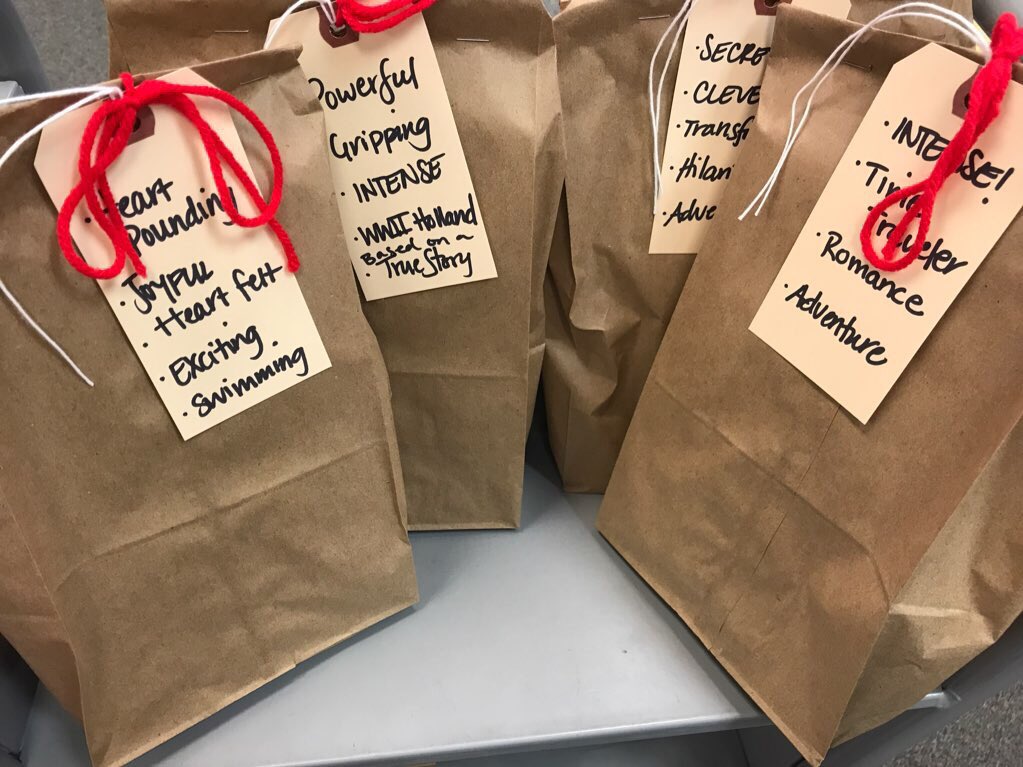 kilmerlibrary's tweet photo. Stop by the library and take your chances on a “Blind Date with a Book!” #ourkms #reading #librarydisplay #booklove https://t.co/0A4PcrCcy7