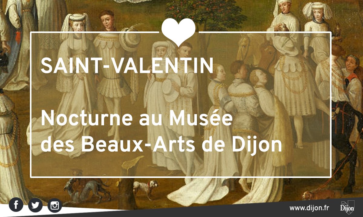 dijon's tweet photo. Nocturne au musée des Beaux-Arts de #Dijon La Saint ou la sans Valentin ?
Parce que vous avez décidé de fêter la #SaintValentin de manière originale, nous vous invitons à partager un moment  convivial.
🗓️Mercredi 14/02
🕖De 19h à 21h
🙂Gratuit
👉https://t.co/E1JZtqtkzO https://t.co/spn9A9wbVA