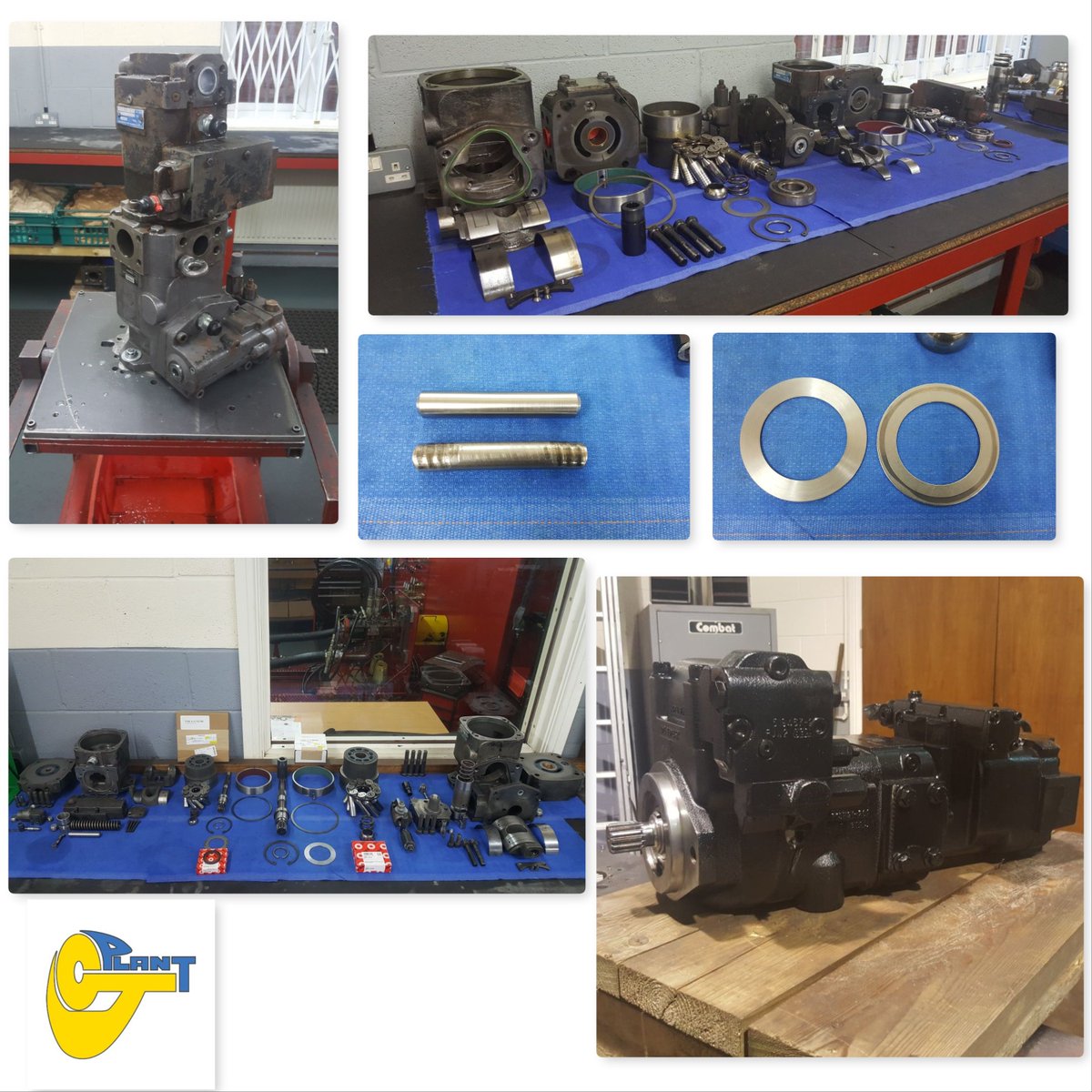 Volvo L220 Hydraulic pump repair. Unit arrived with us as it was leaking, however, on stripping there was evidence of worn/damaged parts . One of the damaged parts was a non serviceable item, however, we had the part made by our local engineering company.