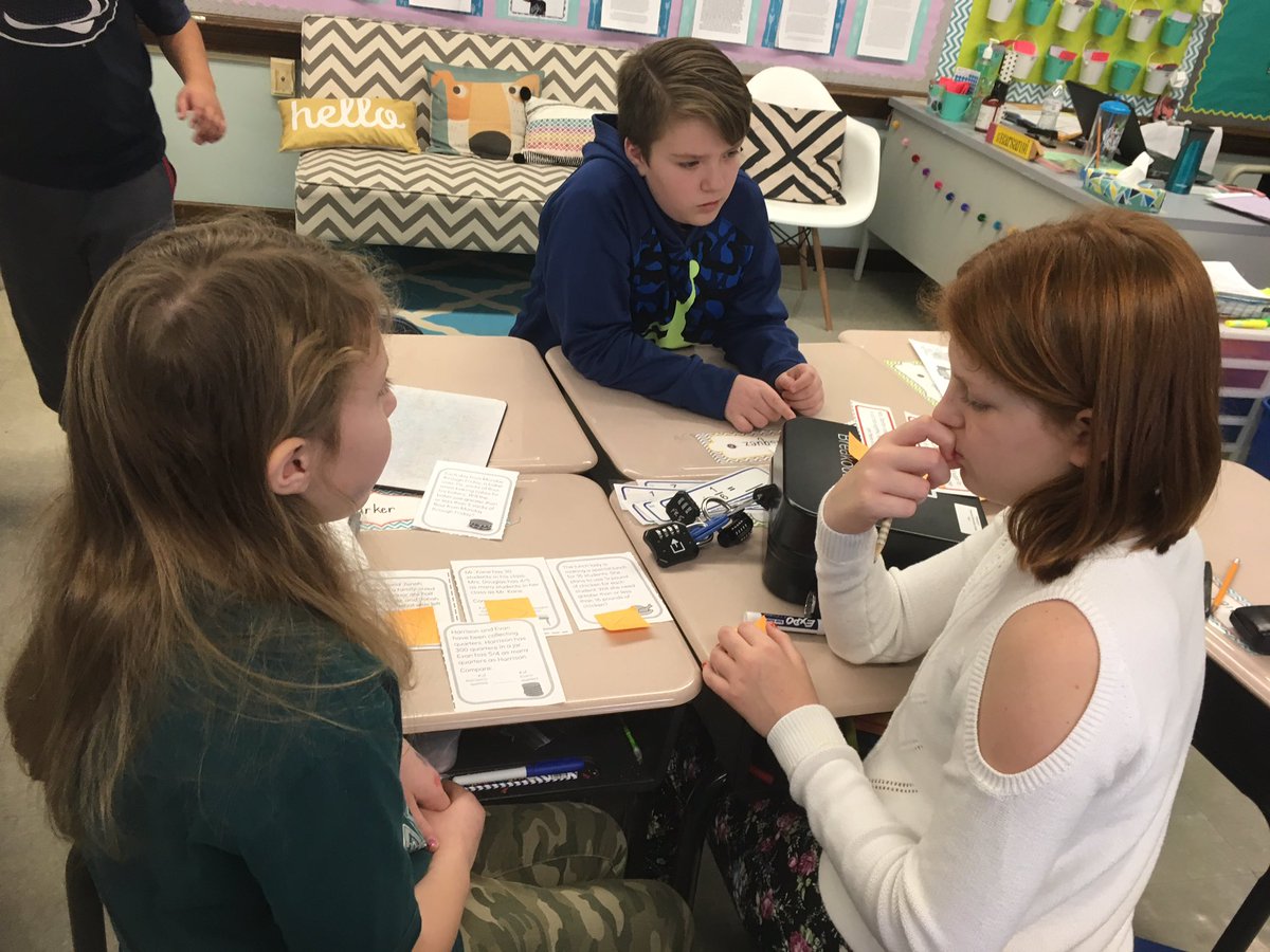 SASD_Franconia's tweet image. Our 5th graders are collaborating and using critical thinking skills to &quot;unlock&quot; the complex world of &quot;fractions!&quot; #SASDNext