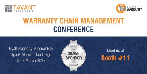 Tavant's tweet photo. Tavant is a Silver Sponsor at the #WCM2018 Conference and Moshe Devarapalli, Director - #Aftermarket at Tavant will be delivering a keynote on 'Minimize Cost With Global Warranty Management.' Learn more: https://t.co/NR0ydqufRN
@WCMConference #TavantWarranty https://t.co/jveYx57ZRR