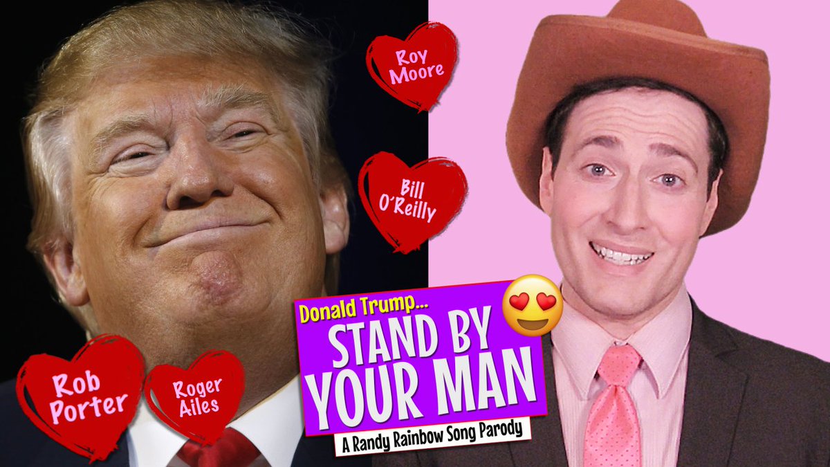 RandyRainbow's tweet image. New Video! My Valentine to Donald and his many, many men... 💘 #StandByYourMan tinyurl.com/y6wz2c98