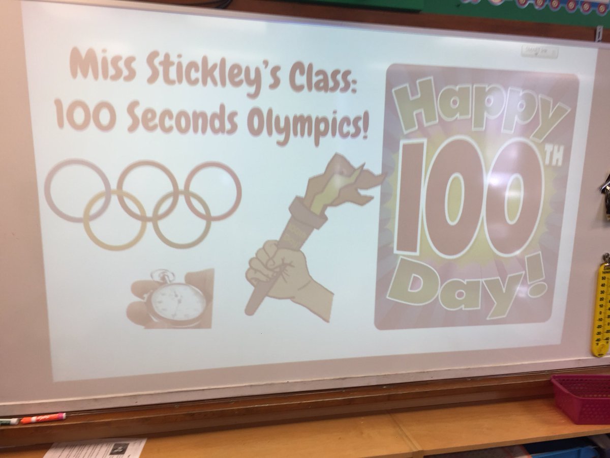 MissStickley's tweet photo. Celebrating the 100th Day with the 100 Seconds Olympics! We have 100 seconds to complete each event! #sccdsb #LifeInGrade23 #olympics #100thdayofschool https://t.co/ry2hPlKtai