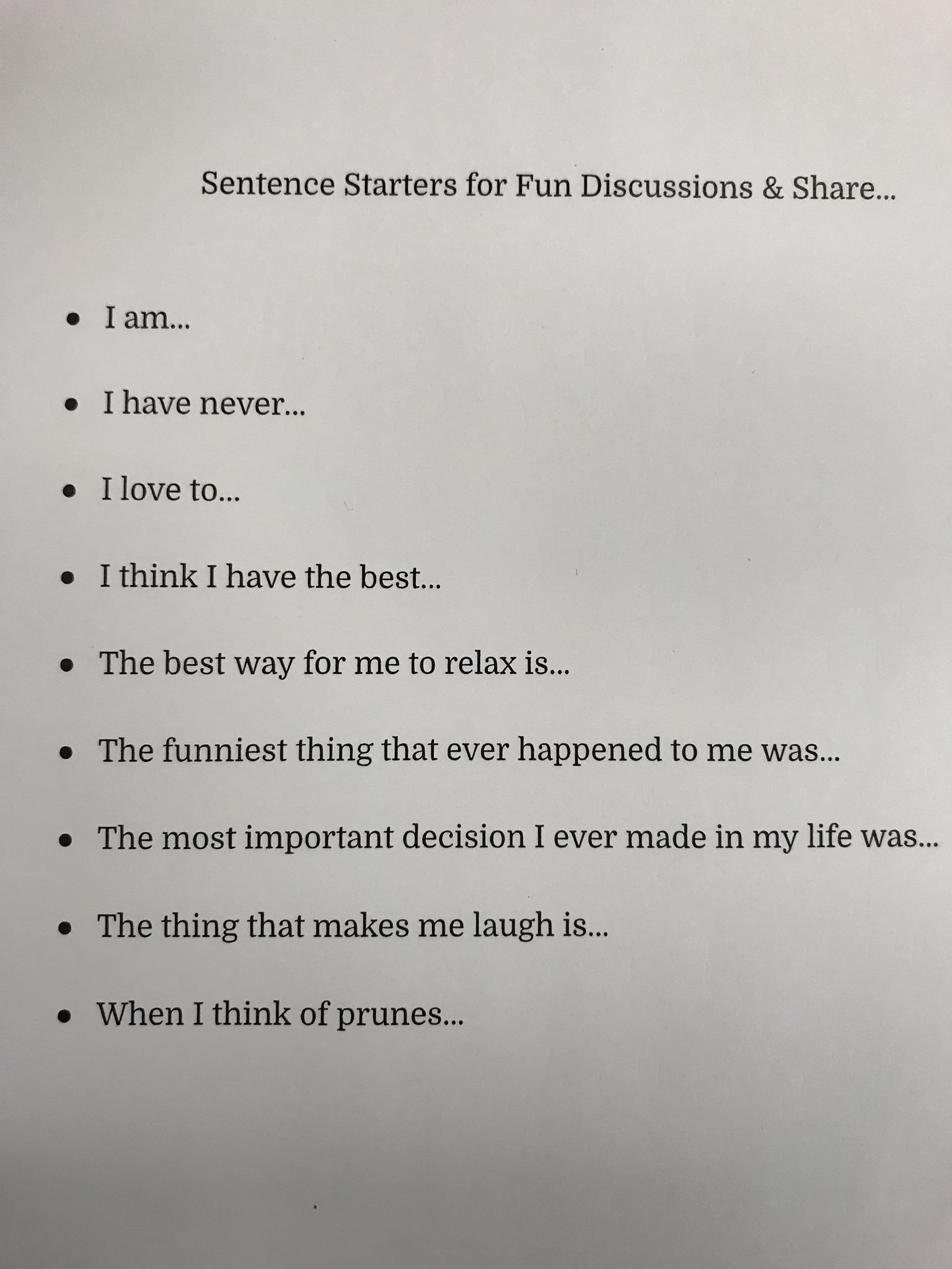 Funny sentence starters outlet