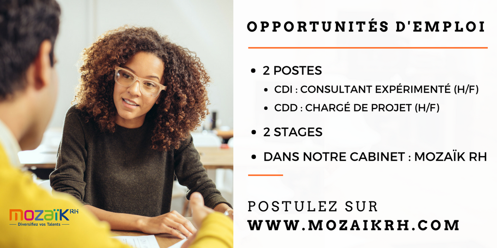 mozaikrh's tweet photo. WE NEED YOU !
Vs aimez le recrutement &amp; souhaitez rejoindre un cabinet engagé en faveur de l’égalité d chances face à l’emploi ? Intégrez notre équipe
➡️ Consultant Expérimenté (H/F) en #CDI : https://t.co/KDZNWT0NA5
➡️ Chargé de Projet (H/F) en #CDD : https://t.co/jeg9lE5Etn https://t.co/13yqqmxaIM