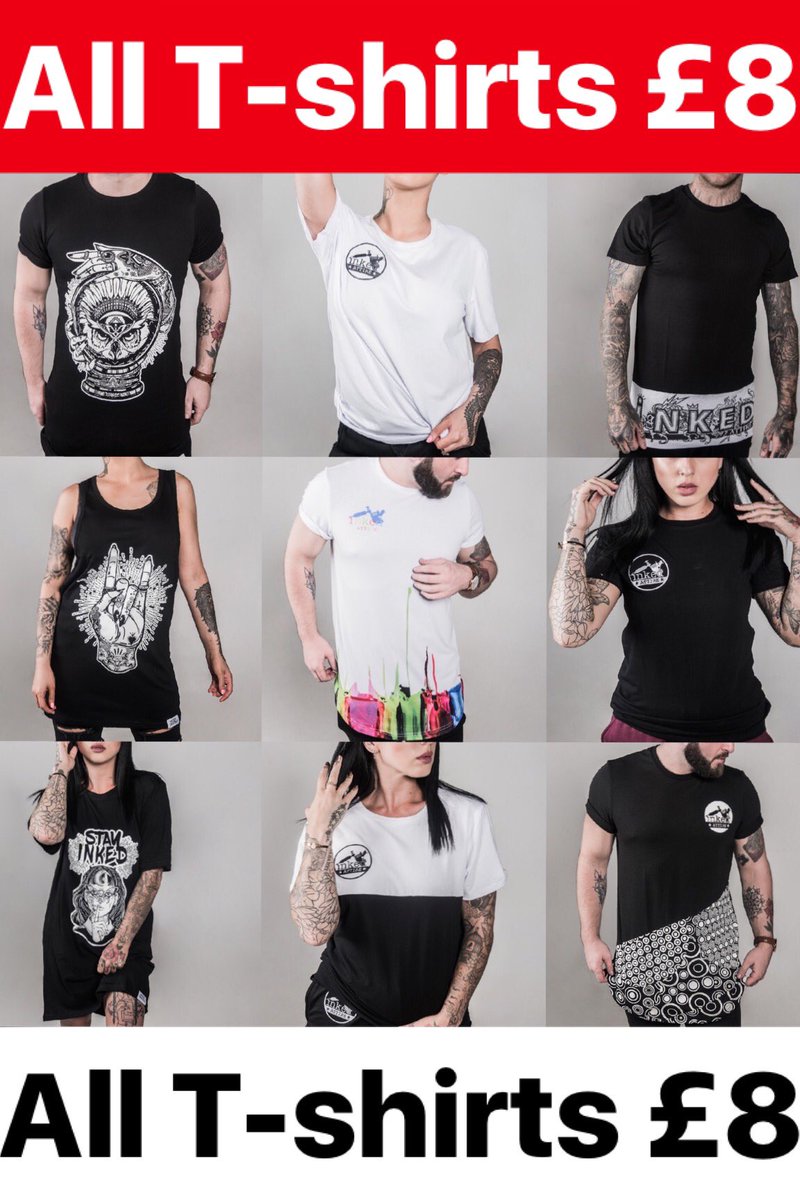 Inkedattire's tweet photo. Our biggest sale
All T-shirts just £8 
Direct message us to place your orders 🙌🏻
#sale #inked #tattoos #streetwear #urban https://t.co/1nW7KnorkY
