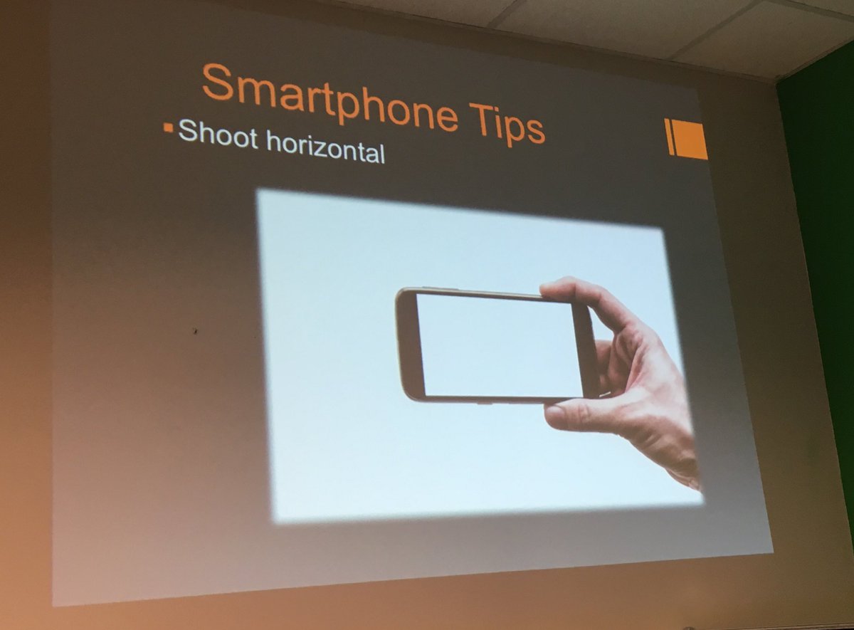 cummingsl's tweet photo. Major rule for capturing media with a smartphone for #digitalstorytelling is keep your phone horizontal!!!! Thanks for reminding us Mark Hansen! #transformOS #oakedtech https://t.co/d8IKRWsdKa