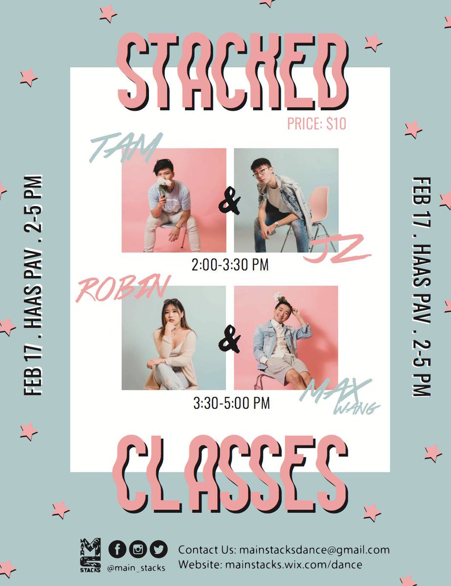 dancedeets's tweet image. 2018/02/17: Berkeley, CA, United States: Stacked Classes | Tam &amp;amp; JZ, Robin &amp;amp; M… dancedeets.com/events/1521300… @main_stacks