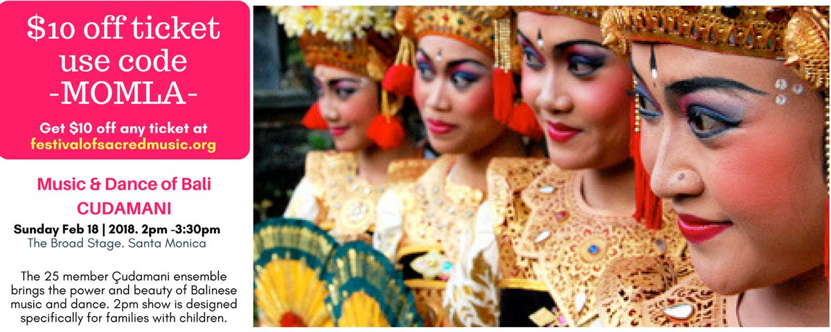 wfsmLA's tweet photo. @MacKid_Pasadena Join us- Bring the kids &amp; grandkids to the magical world of MUSIC &amp; DANCE OF BALI. $10 OFF USE CODE MOMLA. Sunday Feb 18. 2pm. Broad Stage. Santa Monica. Tickets- https://t.co/D7r2Jna0Yj  Enchanting for both the eyes and ears .... https://t.co/W22YwELPpP