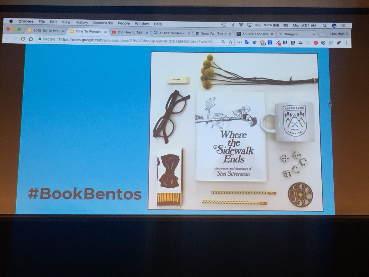 LambertIUSD's tweet photo. Mind blown with #bookbentos and then bringing in Book Bentos to ThingLink! Whoa! Fun! Thanks @lisahighfill @edtechteam @IUSD #irvineusd #iusd https://t.co/HSCMzniXcg