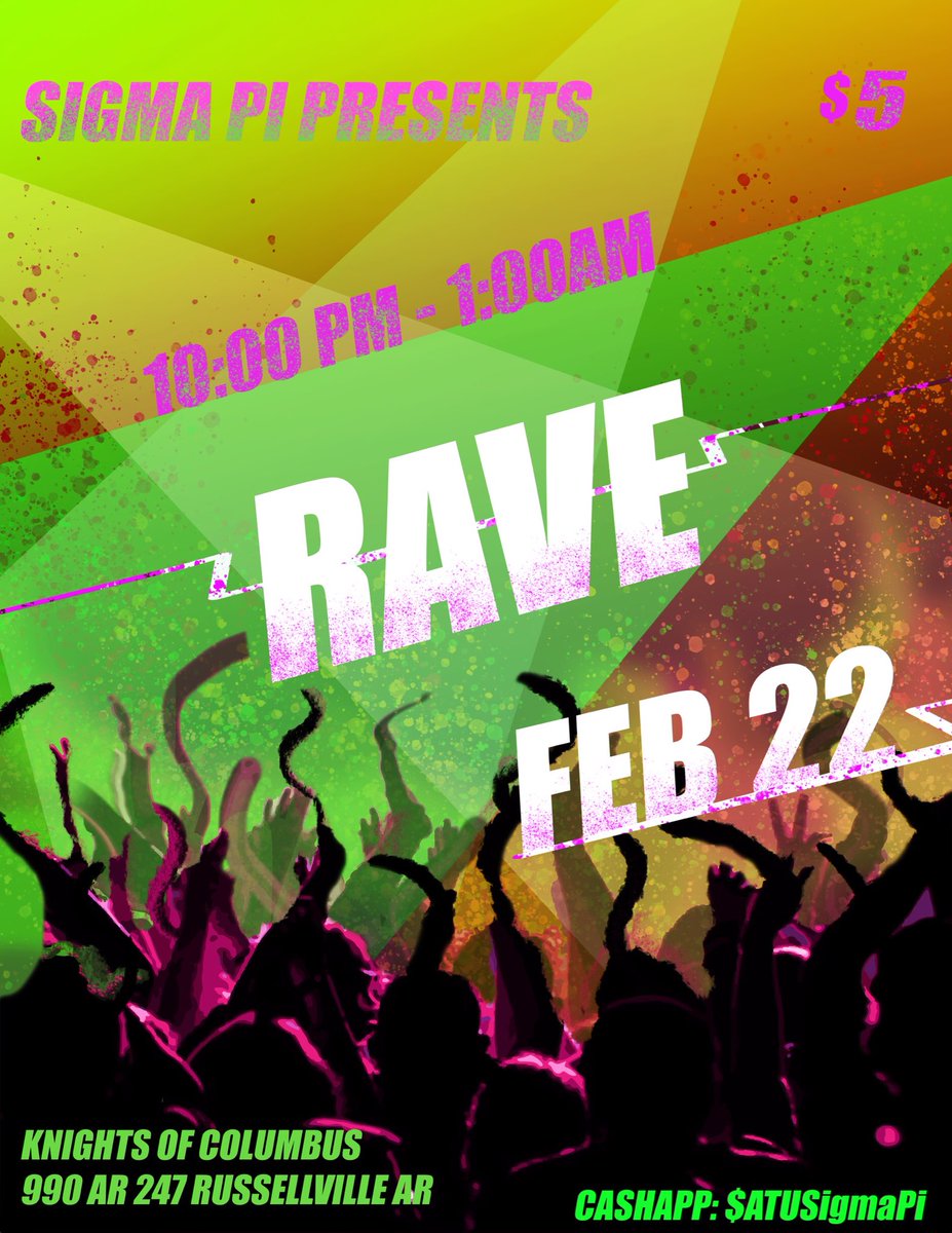 ATUSigmaPi's tweet photo. RAVE is here. Who’s ready? 

Tickets go on sale this Friday! We can’t wait to see you guys there! #RAVESigmaPi https://t.co/HFHCBJbf7P