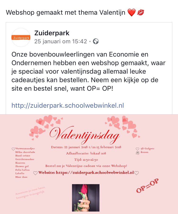 Leerlingen #Zuiderpark College #Rotterdam maken #webshop voor #Valentijn zuiderpark.schoolwebwinkel.nl