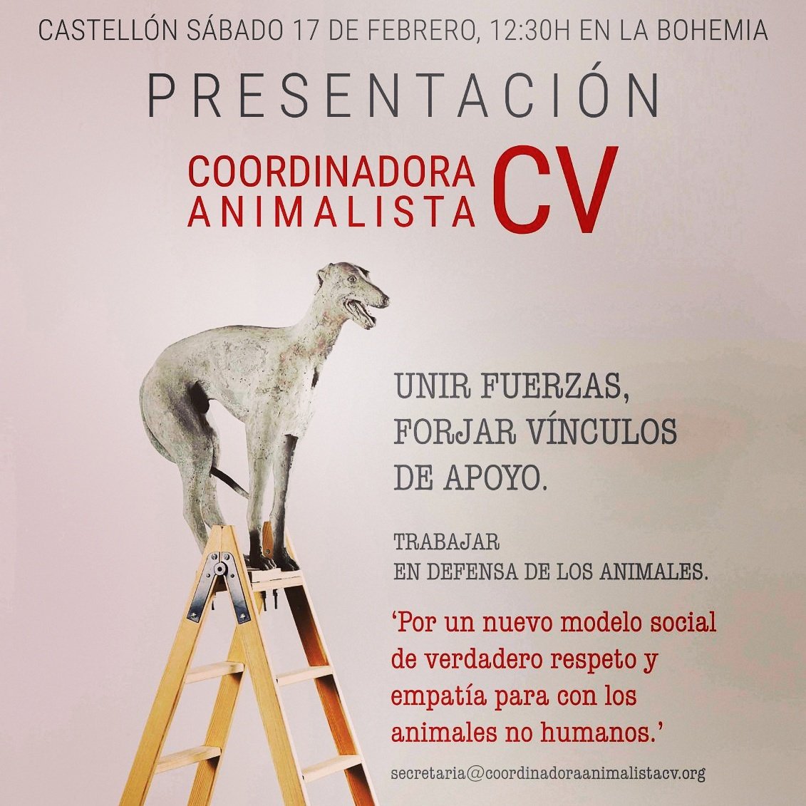 El próximo sábado presentamos en La Bohemia la Coordinadora Animalista de la Comunitat Valenciana.