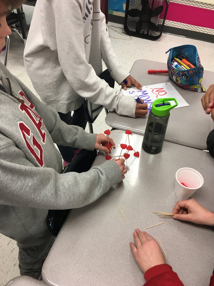 MrsCosper's tweet photo. @SycamoreHills1 @ISD5thGrade kiddos are building a structure out of toothpicks and gummy hearts! Students must then measure the height of the structure and find the mass of the structure! ❤️ #STEM https://t.co/nZJMyCnmVm