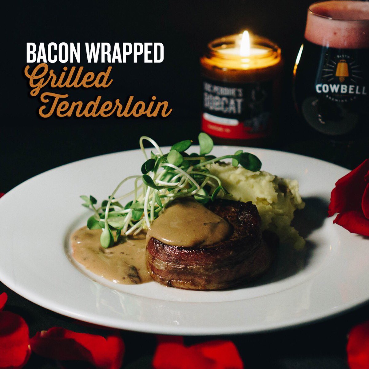 CowbellBrewing's tweet photo. Bacon Wrapped Grilled Tenderloin and a delicious Cowbell beer, yes please! ❤️😋 Enjoy today after 4pm. #CowbellKitchen #sweetheart #menu #yum #ValentineDay https://t.co/TTPbhLearu