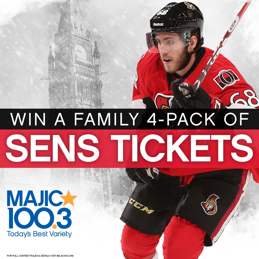 Move100Ottawa's tweet image. RETWEET to WIN a 4-pack of tickets to the @Senators vs. Buffalo Sabres game (Feb 15) at the @CdnTireCtr at 7:30pm! For tickets, visit ticketmaster.ca