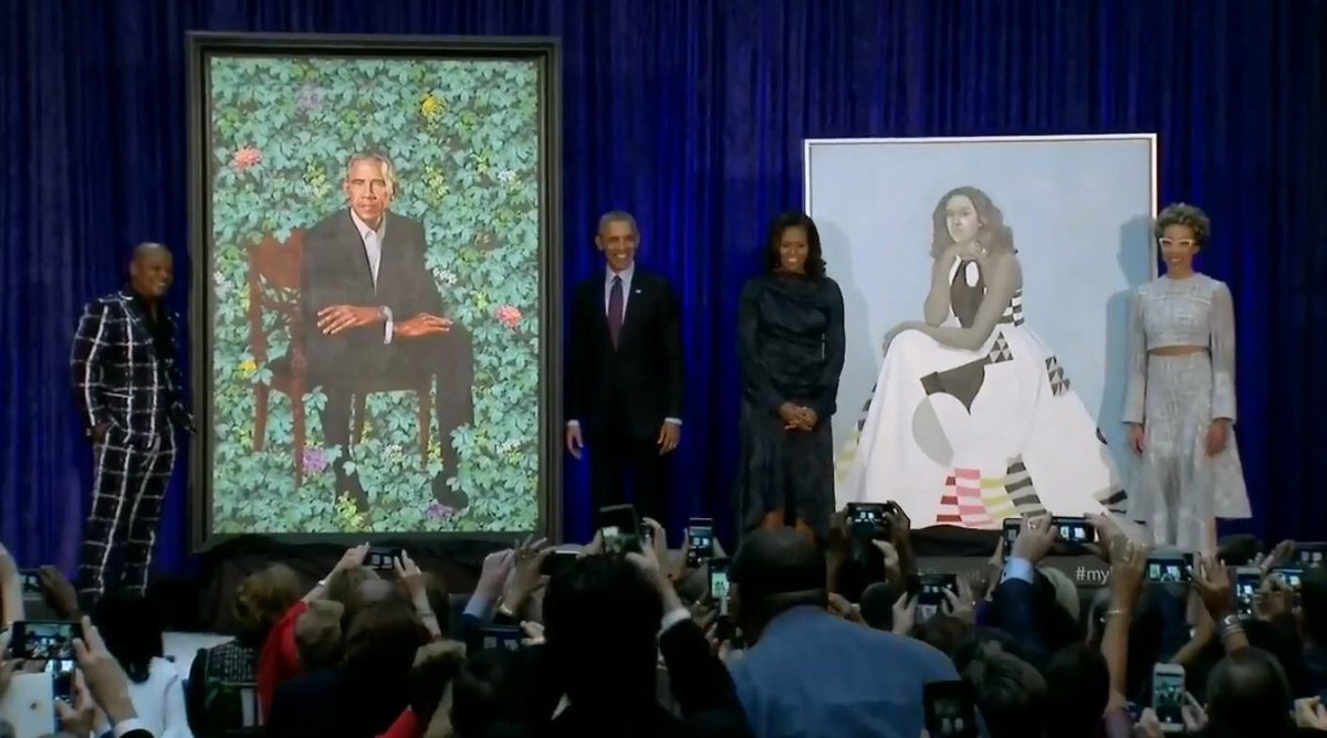 WatotoWhiz's tweet photo. Simply stunning! #watotowhiz #obamaportrait #kehindewiley #asherald #blackexcellence #blackhistorymonth https://t.co/faZQwDWOJB