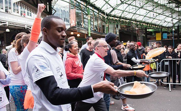 Frying pans at the ready! Don't miss the <a href="/BetterBankside/">Better Bankside</a> Pancake Day race at @boroughmarket tomorrow - races start at 12.30pm. Bring signs and a competitive spirit #Bankside #PancakeDay