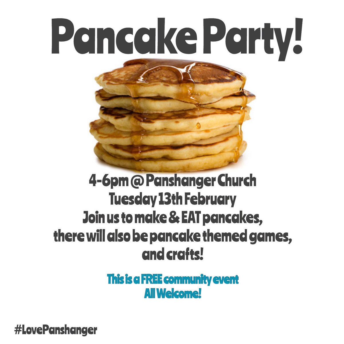 Join <a href="/revhayley/">Rev Hayley Young</a> and the team tomorrow for the Panshanger Pancake Party! All Welcome! #ShroveTuesday #LovePanshanger #Pancakes #PancakeDay