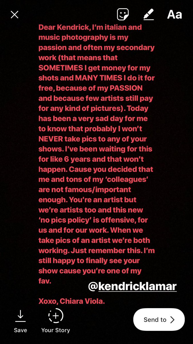 chiaraviolenta's tweet photo. Mr @kendricklamar I’ve got something to say to you about being a music photographer in 2018. Just remember we’re #bothworking. 

#kendricklamar #DAMN #damnnopicspolicy https://t.co/SPp97GsRcH