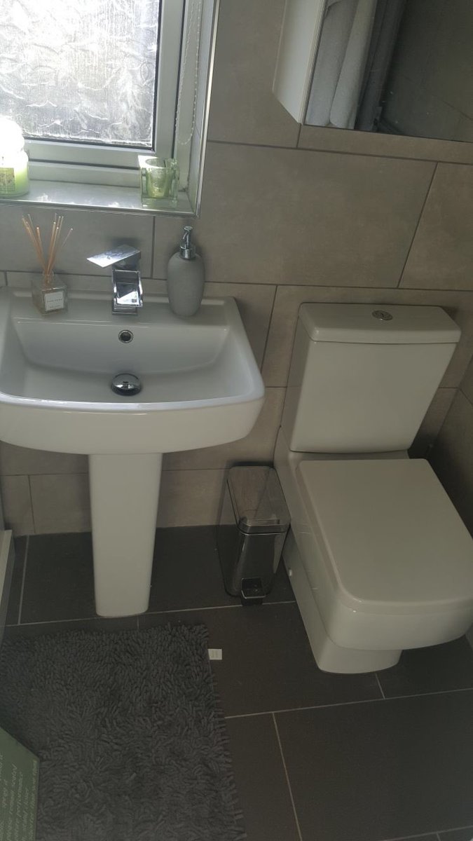 CAD_Kitchens's tweet photo. Not just kitchens! Bathroom with waterfall tap and bath filler, basin & full length cistern, bath, toilet with soft close seat #bathroom #bathroomsuite #greys #modern #contemporary #waterfalltap https://t.co/sjyPKabDJ0