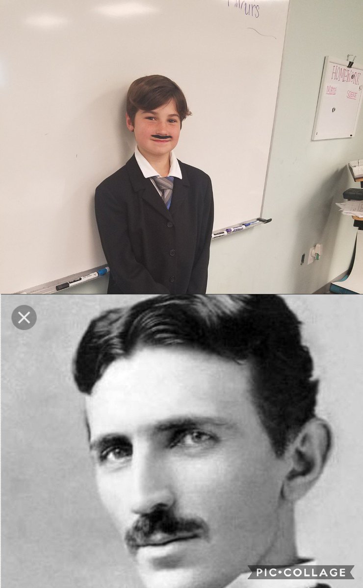 fussellteaches's tweet photo. When you really become one with your scientist.  #lovethesekids #middleschool #fussellteaches #funwithfussell #NikolaTesla #makeitreal #projectbasedlearning https://t.co/wOfWSEpNyK