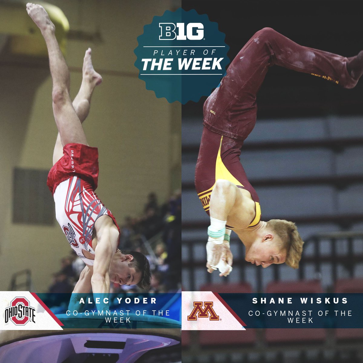 Big Ten Conference (@bigten) on Twitter photo Alec Yoder of <a href="/OhioState_MGYM/">Ohio State MGYM</a> & Shane Wiskus of <a href="/GopherMGym/">Minnesota Men's Gym</a> are this week's #B1GMGym Co-Gymnasts of the Week after earning four top-3 finishes each this week. Alec Yoder of <a href="/OhioState_MGYM/">Ohio State MGYM</a> & Shane Wiskus of <a href="/GopherMGym/">Minnesota Men's Gym</a> are this week's #B1GMGym Co-Gymnasts of the Week after earning four top-3 finishes each this week.