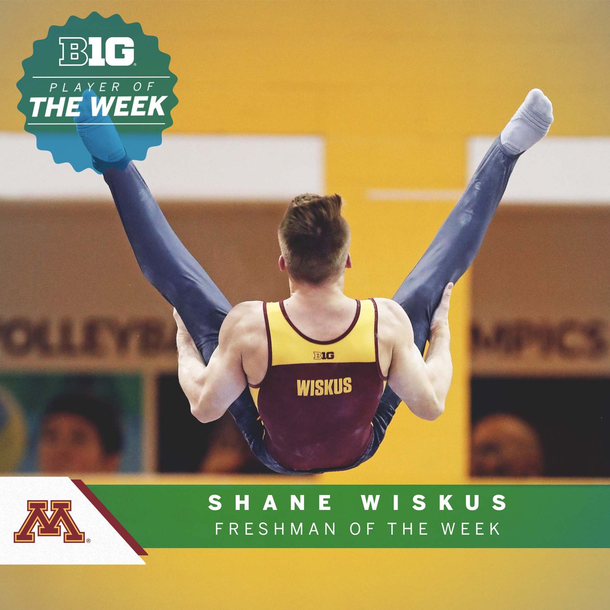 Big Ten Conference (@bigten) on Twitter photo .<a href="/GopherMGym/">Minnesota Men's Gym</a>'s Shane Wiskus is this week's #B1GMGym Freshman of the Week after finishing first in the All-Around competition with a final score of 82.500. .<a href="/GopherMGym/">Minnesota Men's Gym</a>'s Shane Wiskus is this week's #B1GMGym Freshman of the Week after finishing first in the All-Around competition with a final score of 82.500.