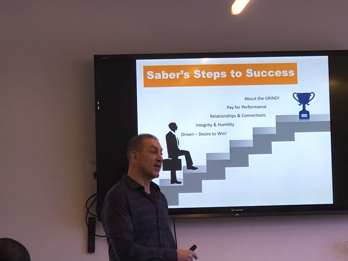 burchmomma87's tweet photo. Saber’s steps to Success...what other company has an amazing CEO that slows down to speak with our new Leaders @WirelessVision! This is THE place to be!! #Passionforourpeople #cantstopwontstop @simplesimon34 @coachjason78 @MichaelNeibert https://t.co/i7m36GfG1e