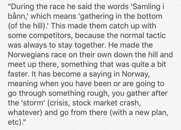 DYK that <a href="/PetterReistad/">Petter Reistad</a> has an Olympic Gold Medal at his home in Norway? It is from his great grandfather, Ole Reistad, who won the gold in the 1928 #WinterOlympics in the demonstration event military patrol. 

Petter tells the story of his great grandfather's race (see note):