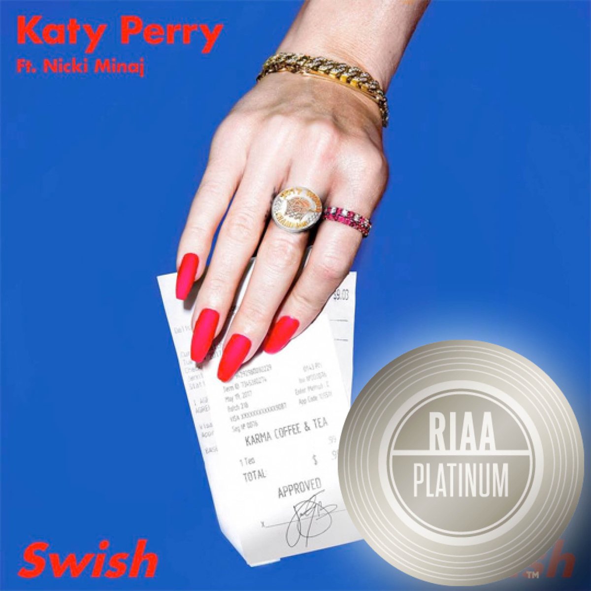 RIAA's tweet photo. Congratulations to @katyperry on three new awards in January! #SwishSwish is Platinum, #LastFridayNight is 6X Plat &amp; #WideAwake is 5X Plat. Katy now has 94 Million RIAA Song Awards! @CapitolRecords https://t.co/jbhrxTeDHj