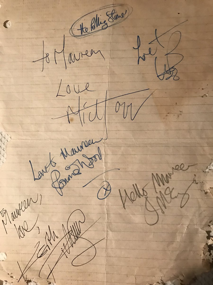 kingdanielm's tweet photo. @ronniewood @MickJagger @officialKeef my mom pulled out some incredible artifacts from her brief stay with you guys at @LongViewFarm in Sept ‘81. Ronnie’s sketches of my mom and aunt, along with the band’s autographs! #therollingstones https://t.co/jVsEyrHjVu